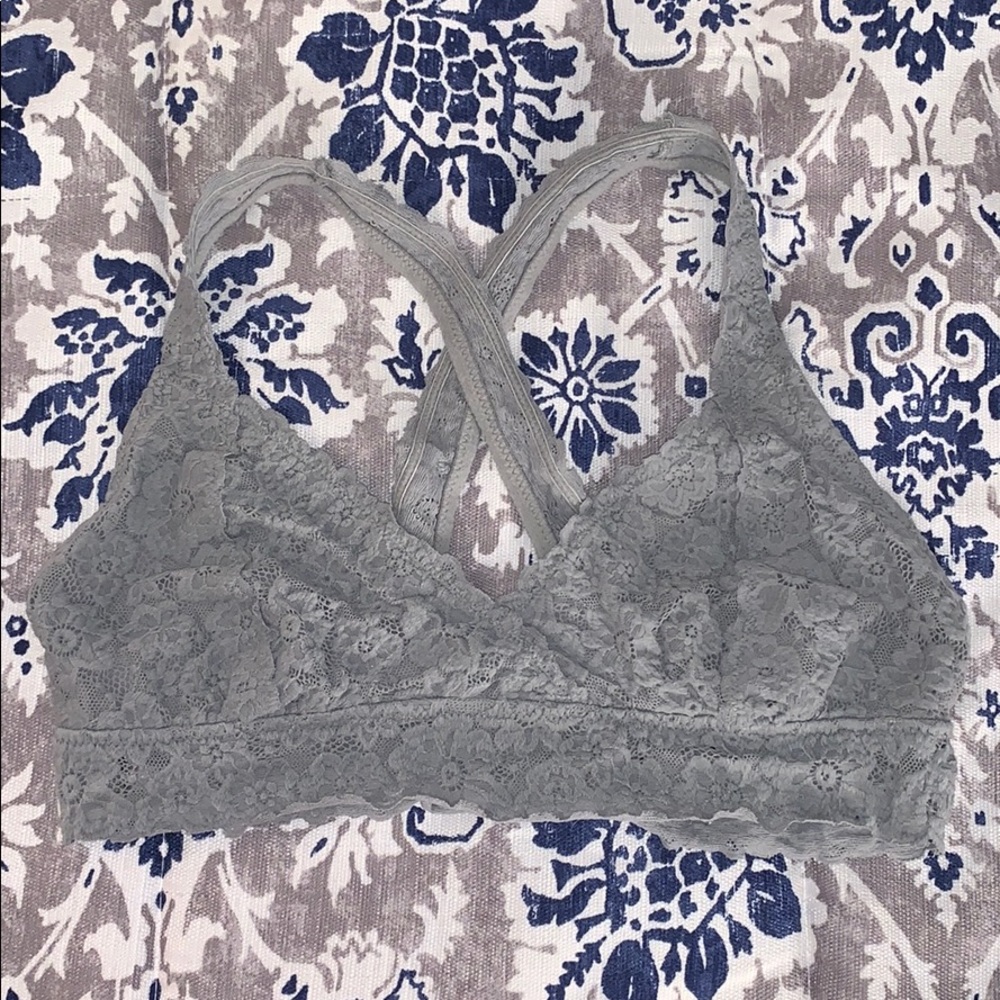 aerie Gray Cross-Back Bralette